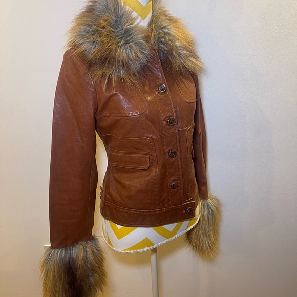 Rachael Zoe Caramel Brown Leather Jacket - Picture 2 of 6